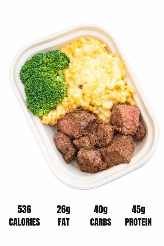 GRASS FINISHED STEAK AND KERRYGOLD CHEDDAR MAC BOWL