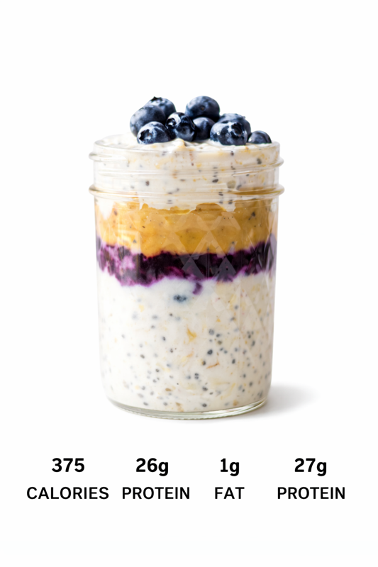 PROTEIN OATS WITH PEANUT BUTTER AND WILD BLUEBERRIES