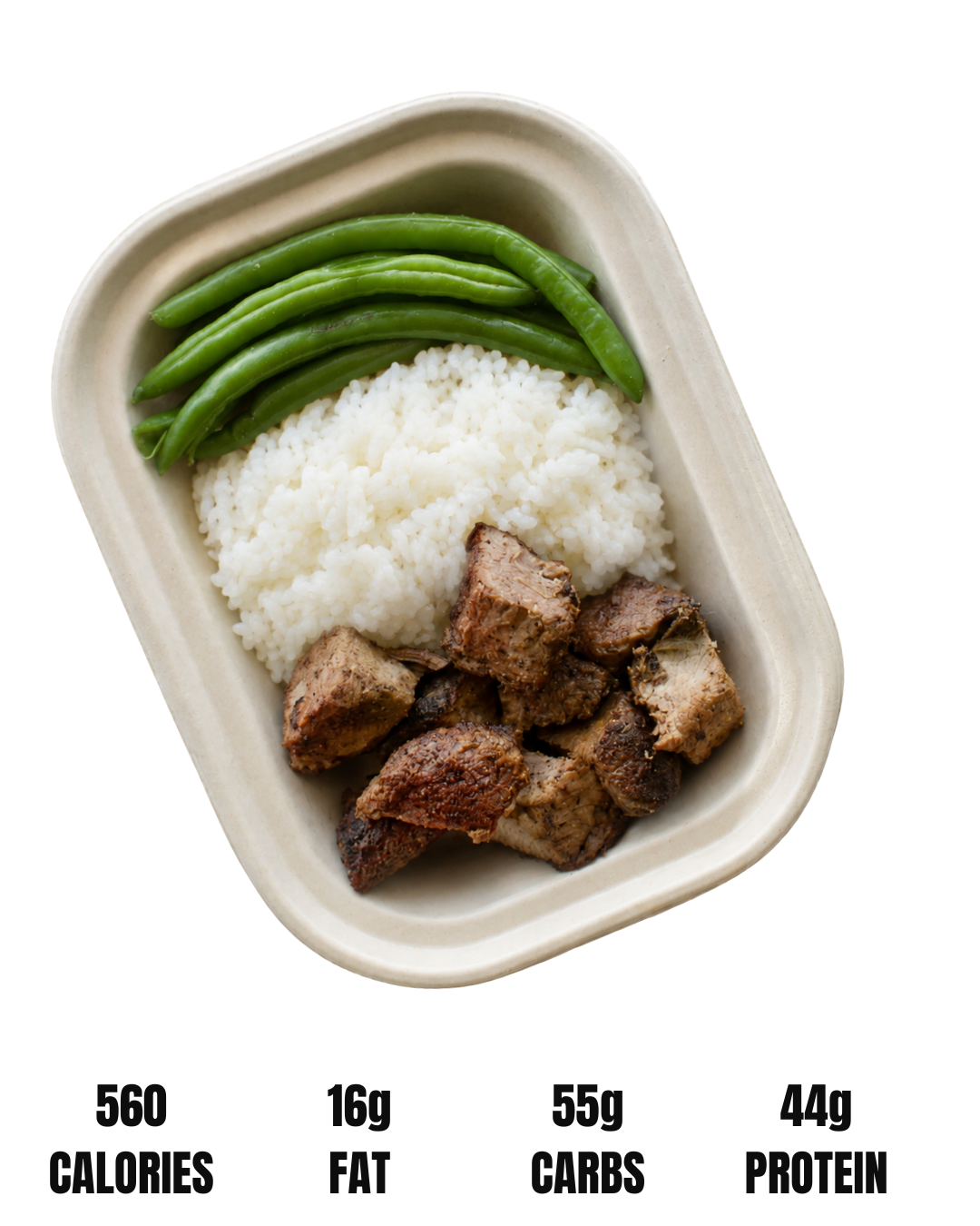 NO MERCY FUEL // JASMINE RICE : CHOICE OF PROTEIN, ORGANIC GREEN BEANS