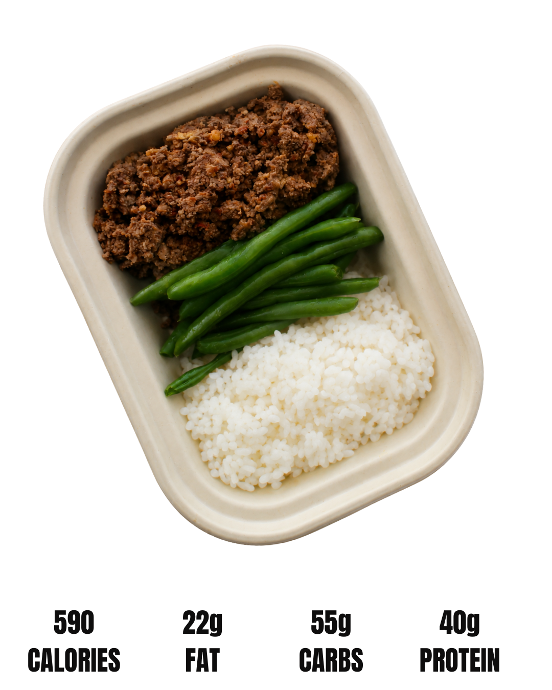 NO MERCY FUEL // JASMINE RICE : CHOICE OF PROTEIN, ORGANIC GREEN BEANS