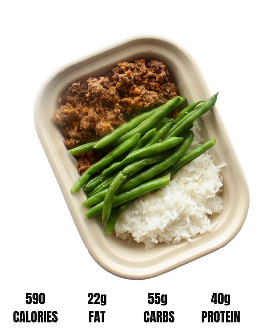 NO MERCY FUEL // JASMINE RICE : CHOICE OF PROTEIN, ORGANIC GREEN BEANS