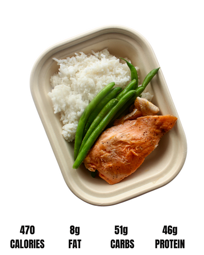 NO MERCY FUEL // JASMINE RICE : CHOICE OF PROTEIN, ORGANIC GREEN BEANS