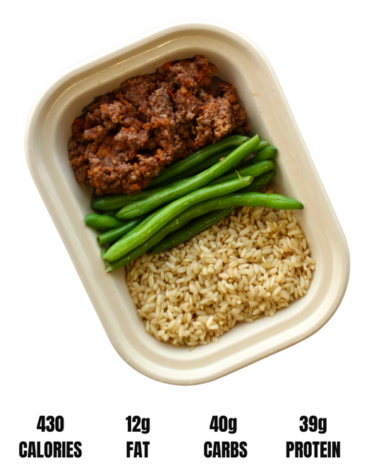 #258 Basics: Grass-Fed & Finished Ground Beef, Brown Rice, Organic Green Beans