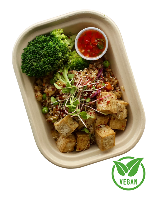 GARLIC TOFU CHILI FRIED RICE (🌿 PLANT-FORGED)